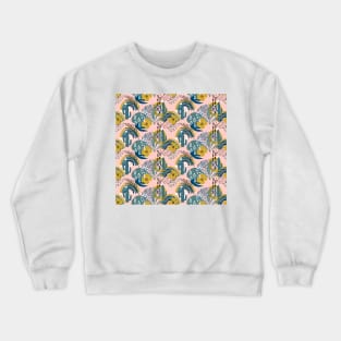 Tropical pattern with exotic plants, cactus, rainbow and modern textures Crewneck Sweatshirt